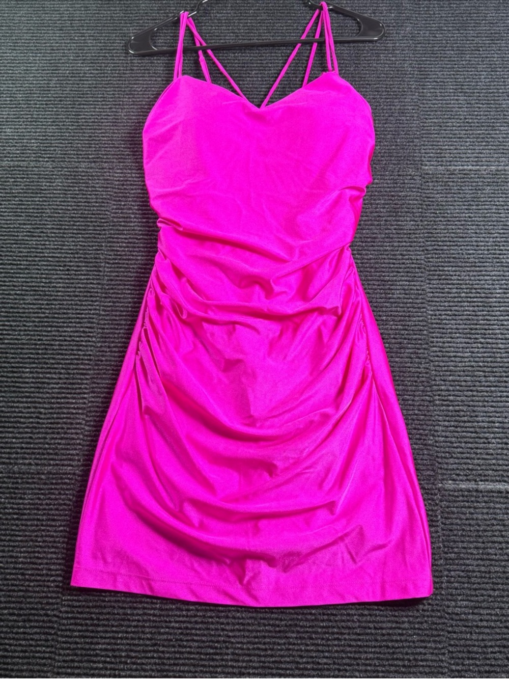 Honey And Rosie Hot Pink Mini Dress Formal Lace Up Back Large